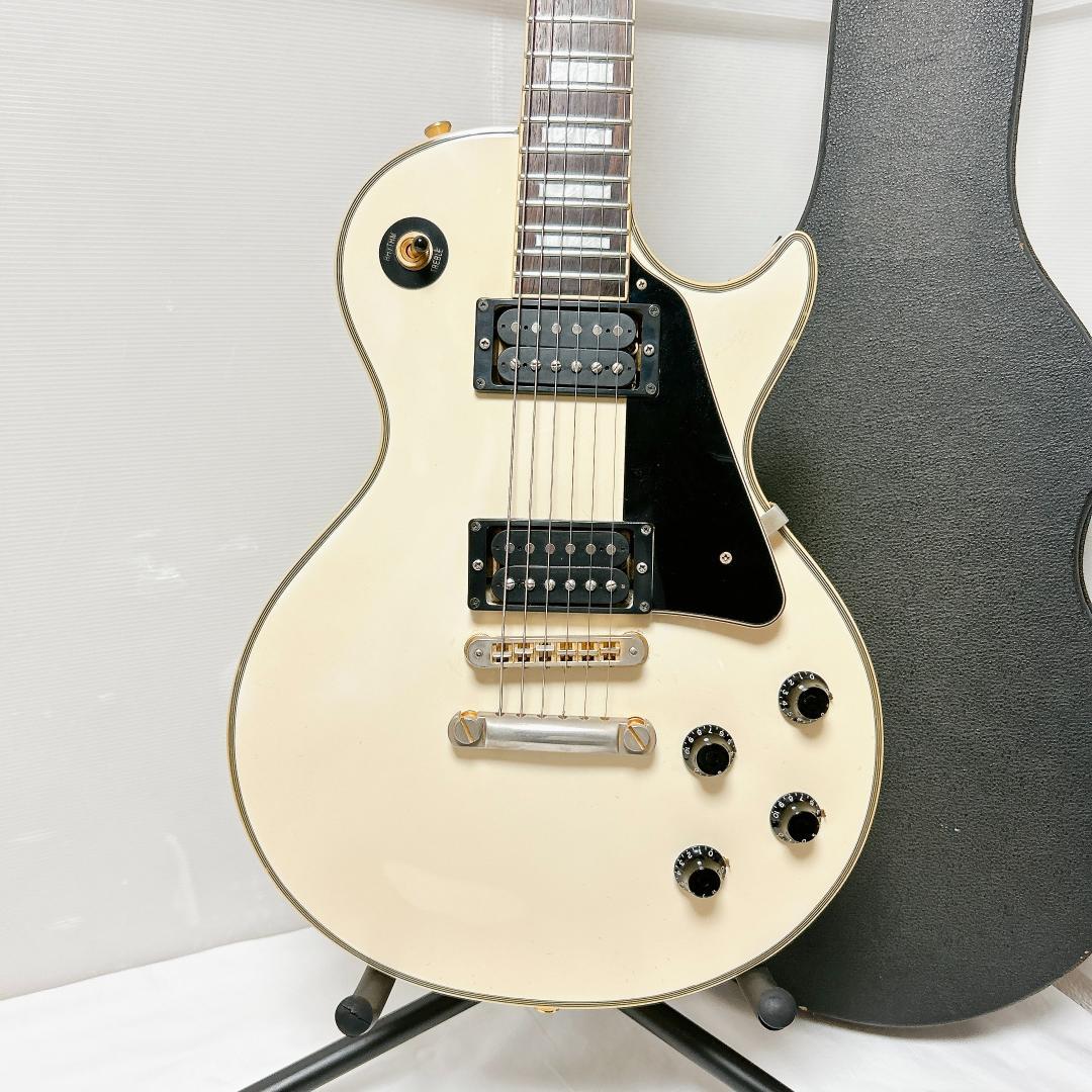 美品 Burny バーニー レスポールカスタム 白 ホワイト ケース付き