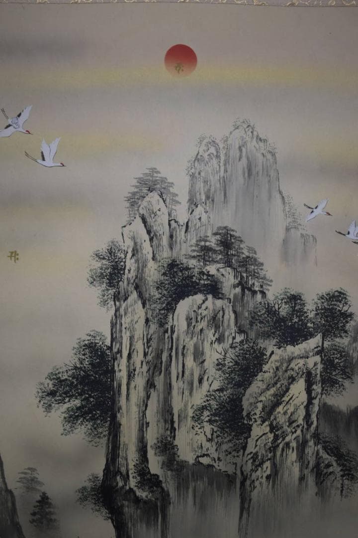 真作/洸龍/十二神将御家守護図/山水/舞鶴図/鶴/鹿/亀/布袋屋掛軸A-166