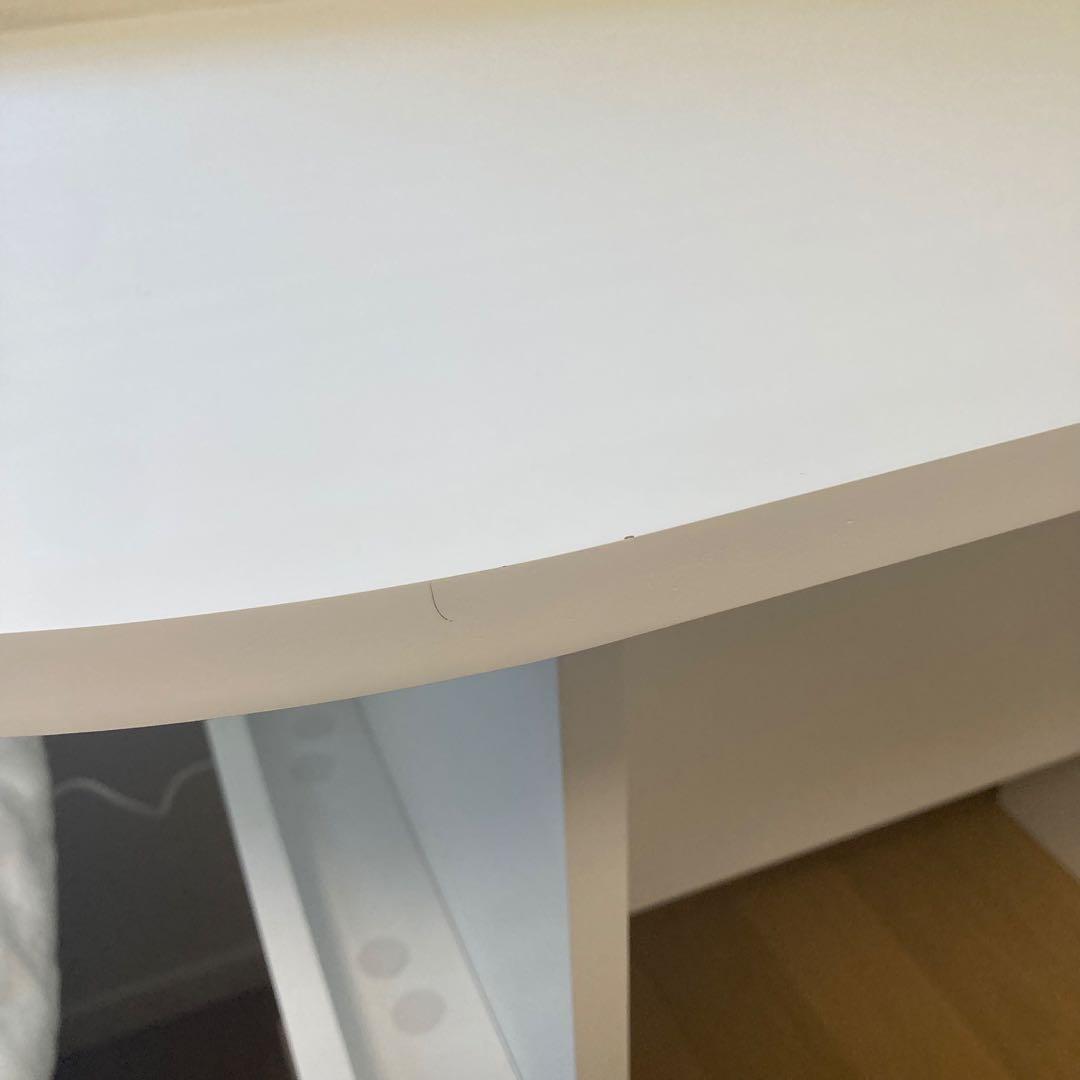 fun funダイニングテーブル　デスク　丸角　半円　ホワイト　シンプル