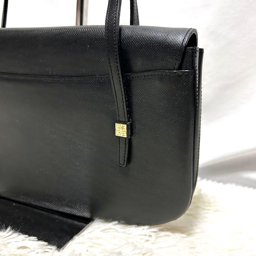 美品　GIVENCHY レザー　ハンドバッグ　4Gロゴ　肩がけ　フォーマル　黒