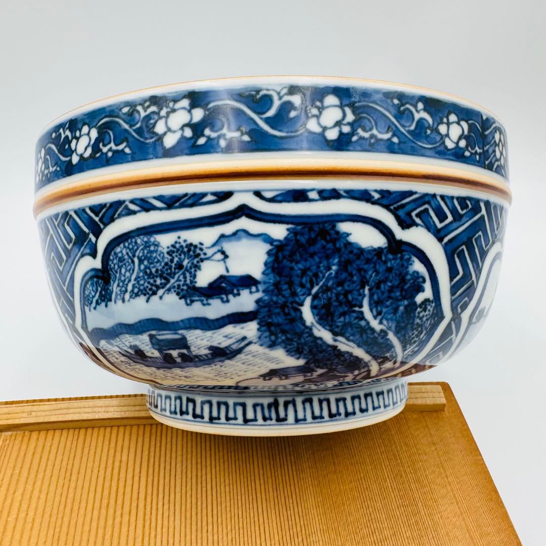 【清閑寺　杉田祥平　祥端面取花鳥山水画　鉢】料亭　割烹　食器