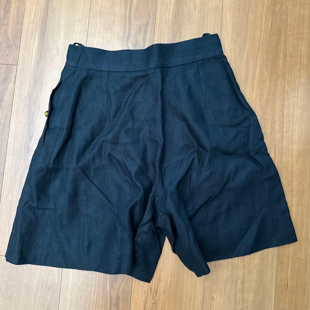 シャネル　キュロットスカート リネン　ヴィンテージ ゴールドココマークボタン