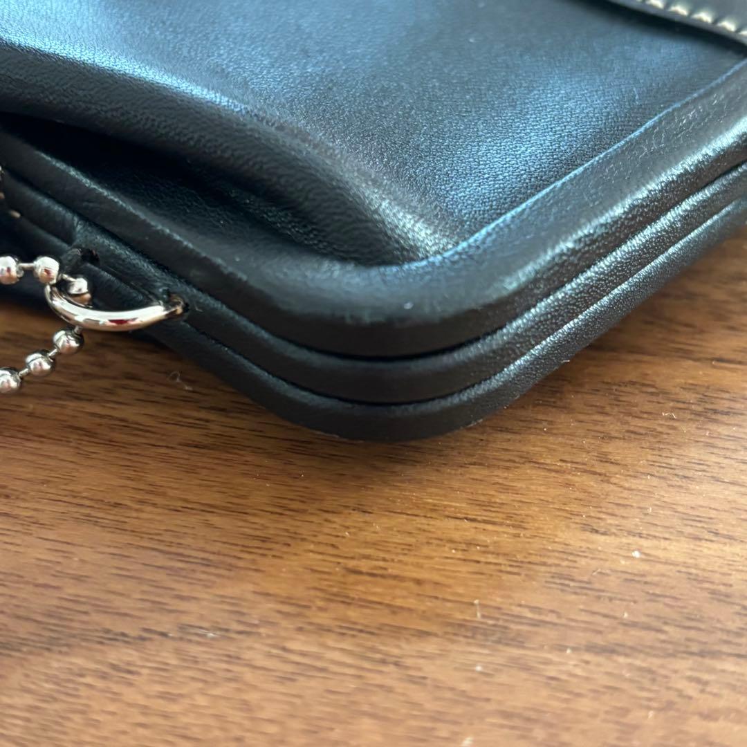 COACH　コーチ　がま口　ケース　革　黒