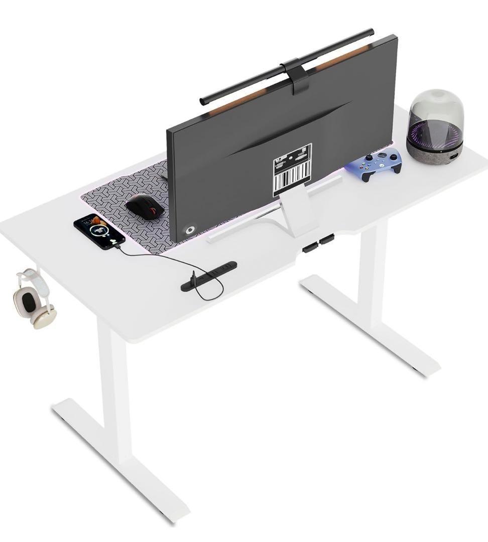 ゲーミングデスク 電動 昇降式デスク USB×コンセント付き メモリー機能