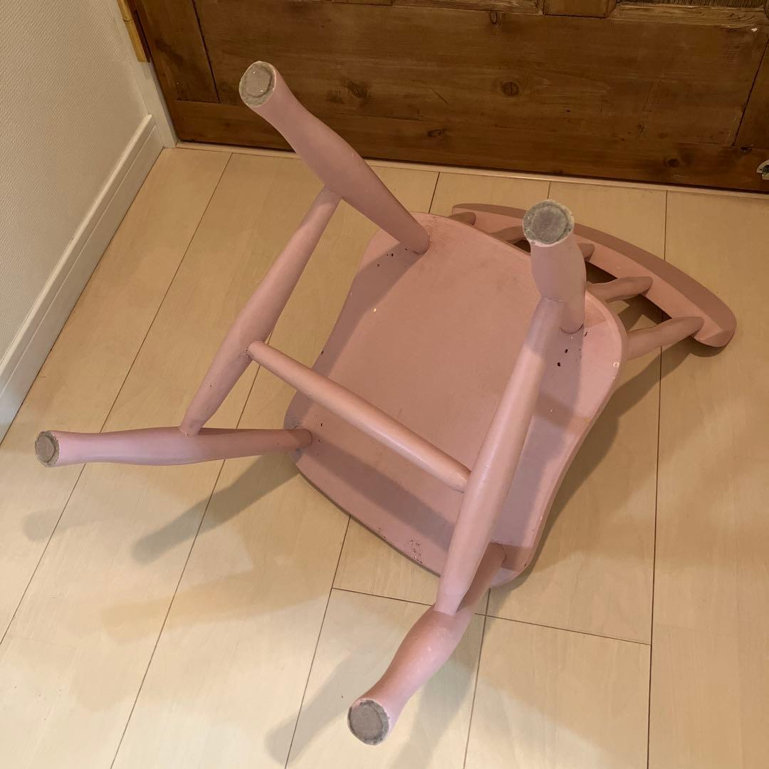 イギリス アンティークチャイルドチェアペイント ピンク キッズチェア
