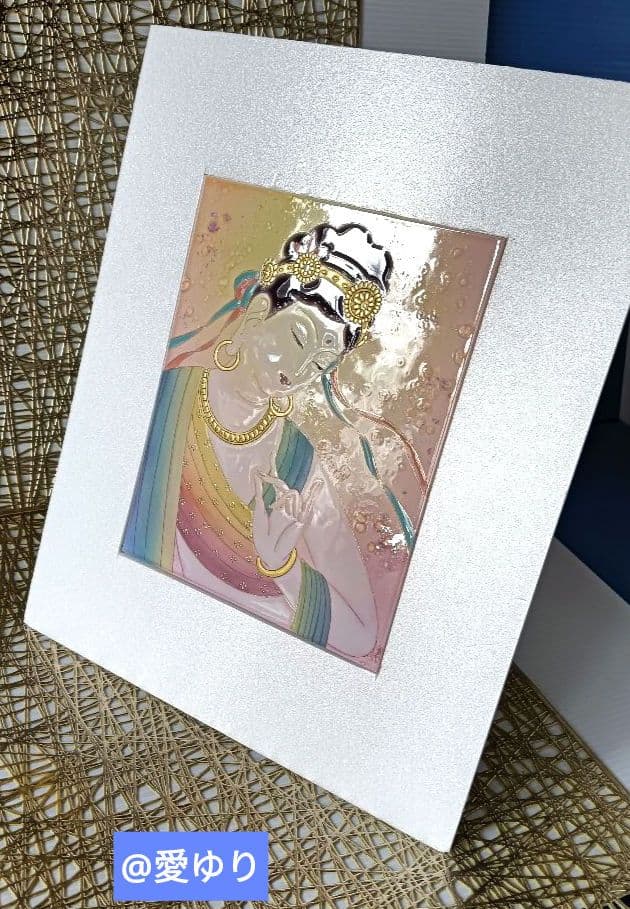 草場一壽♦陶彩画原画【稀観品⭐開運最多幸】『和顔』特注⭐空色ver.⭐観世音菩薩