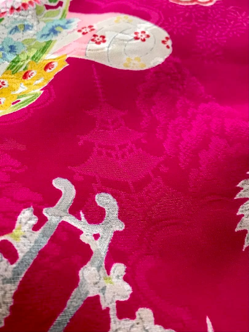 正絹 アンティーク着物 女の子 七五三 ◇花つぼ 花丸紋 古典柄