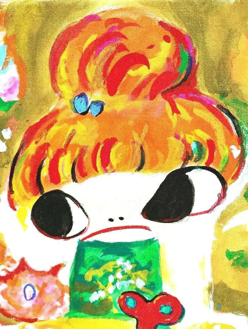 F8号】ロッカクアヤコ 肉筆保証/手描作品/表裏サイン有/油絵/油彩