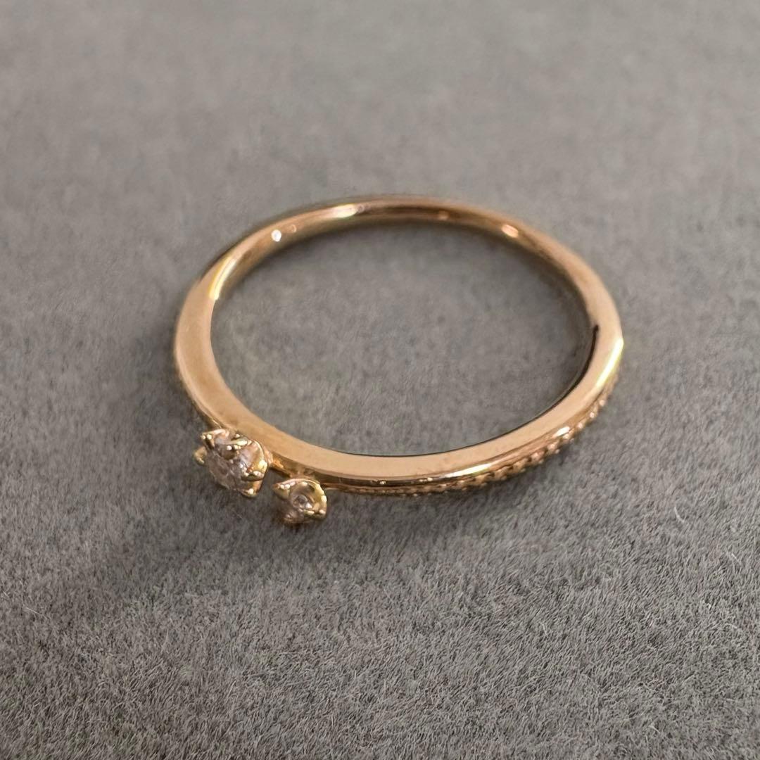 agete アガット k18 ダイアモンド ミル打ち リング ピンクゴールド