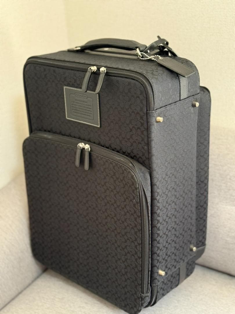 美品】COACH ミニシグネチャー キャリーバッグ スーツケース ブラック
