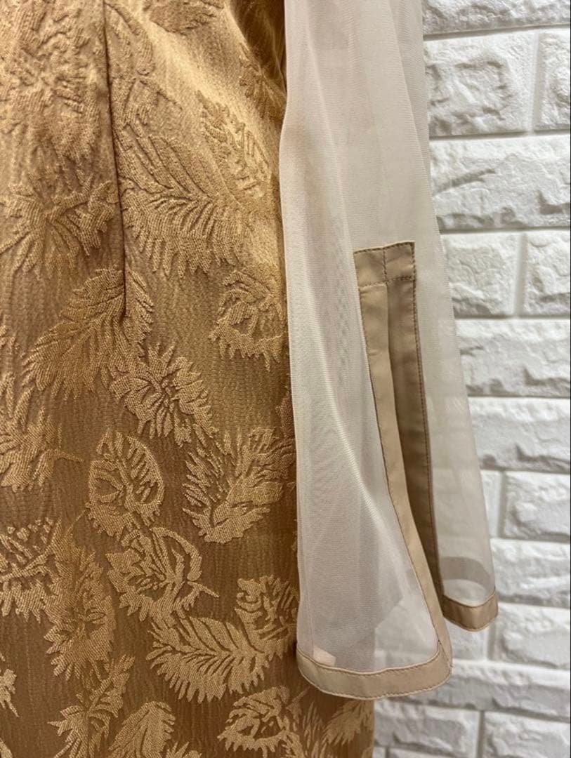 AIMER チュールブラウス付Vネックジャカードタイトパーティードレス