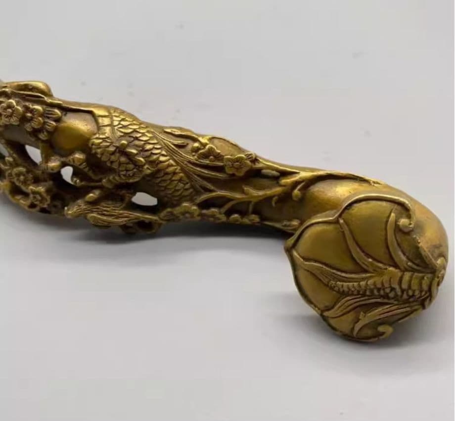 銅 細工 龍如意 リビング 玄関 書架 装飾品 工芸品 置物