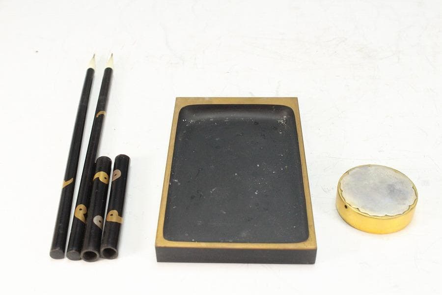 京塗 名門 平安 美濃屋 みの屋 蓬莱蒔絵 硯箱 筆 揃未使用(K-XA880