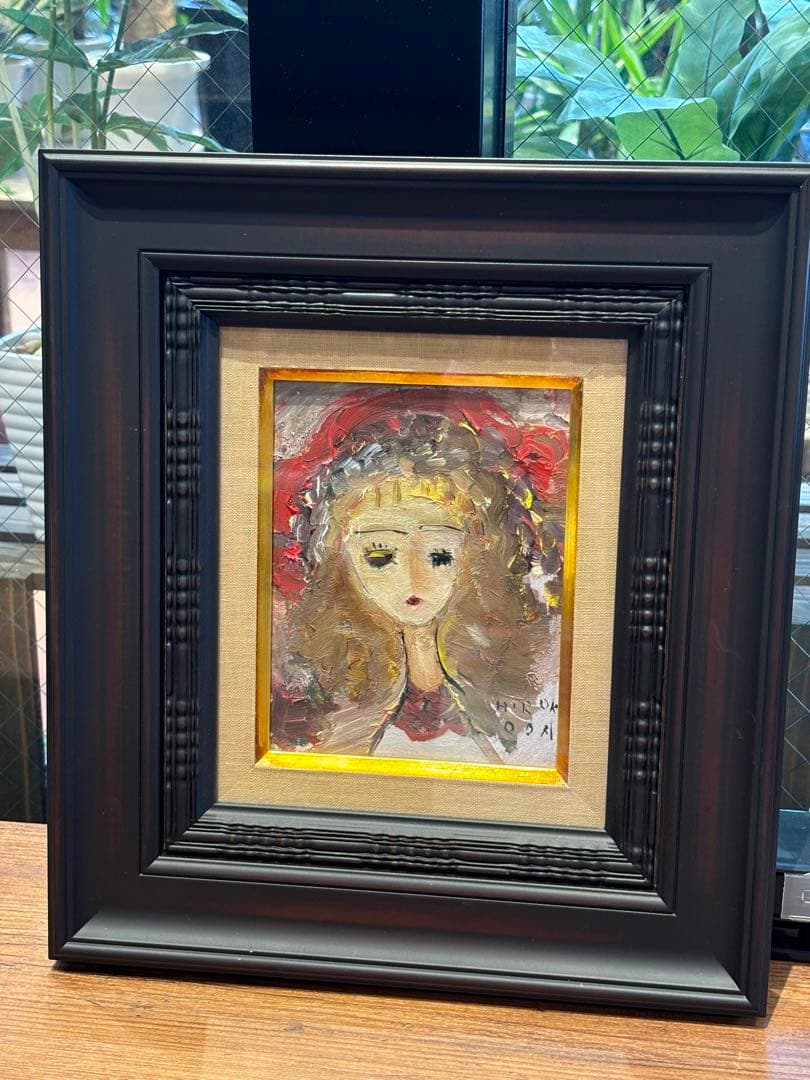 油彩 赤い帽子 絵画　織田廣喜　少女　織田ひろき　美術　おだひろき 少女