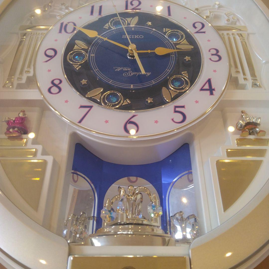 【動作確認済】SEIKO からくり時計 ホワイト 青文字盤