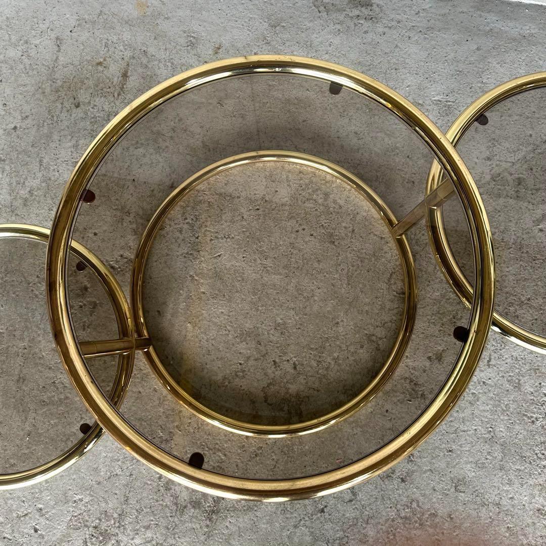 ✿北欧レトロ✿ミッドセンチュリー 3段ガラスサイドテーブル ラウンド