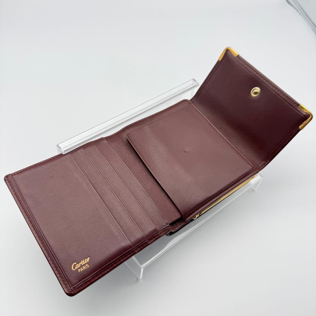 美品】COACH コーチ 格子柄 三つ折り財布 コンパクトウォレット 赤×黒