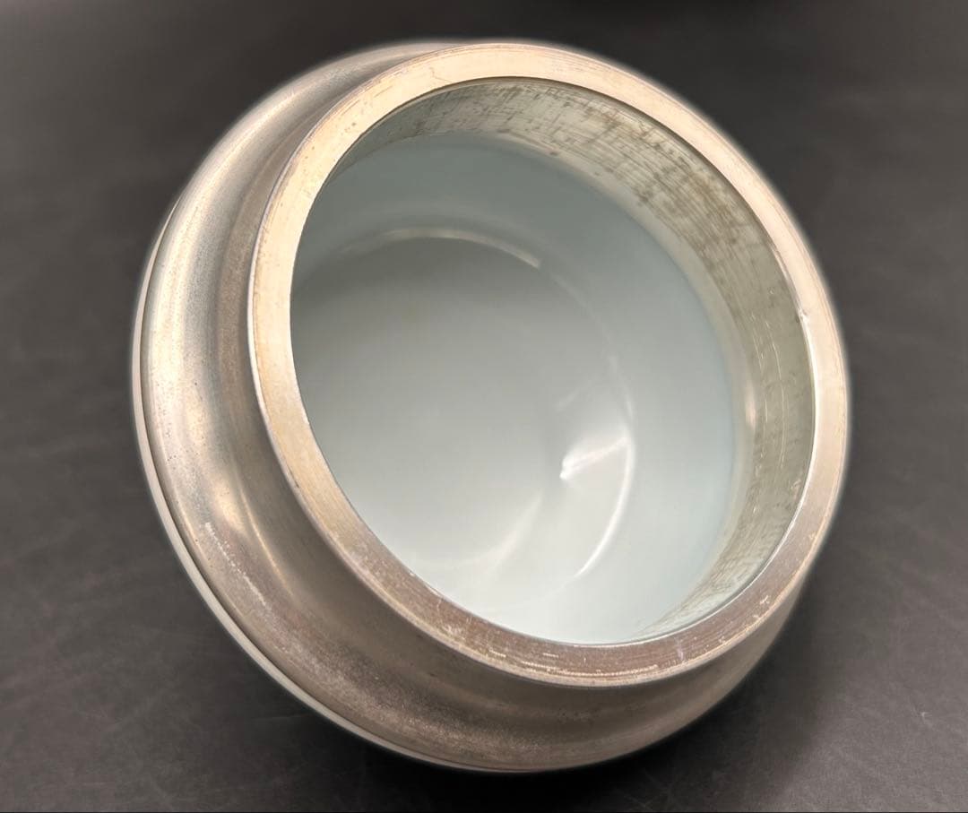 【希少】源右衛門窯　館林源右衛門　緑彩唐草文　錫口　茶壺　茶道具　有田焼 共箱