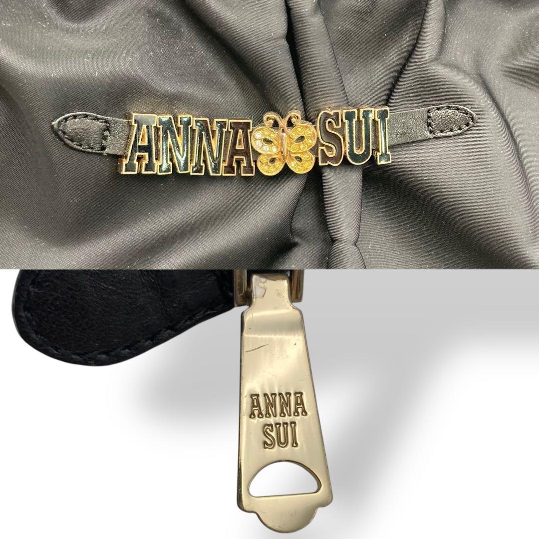 アナスイ ANNA SUI ショルダーバッグ 斜め掛け ナイロン ブラック ロゴ