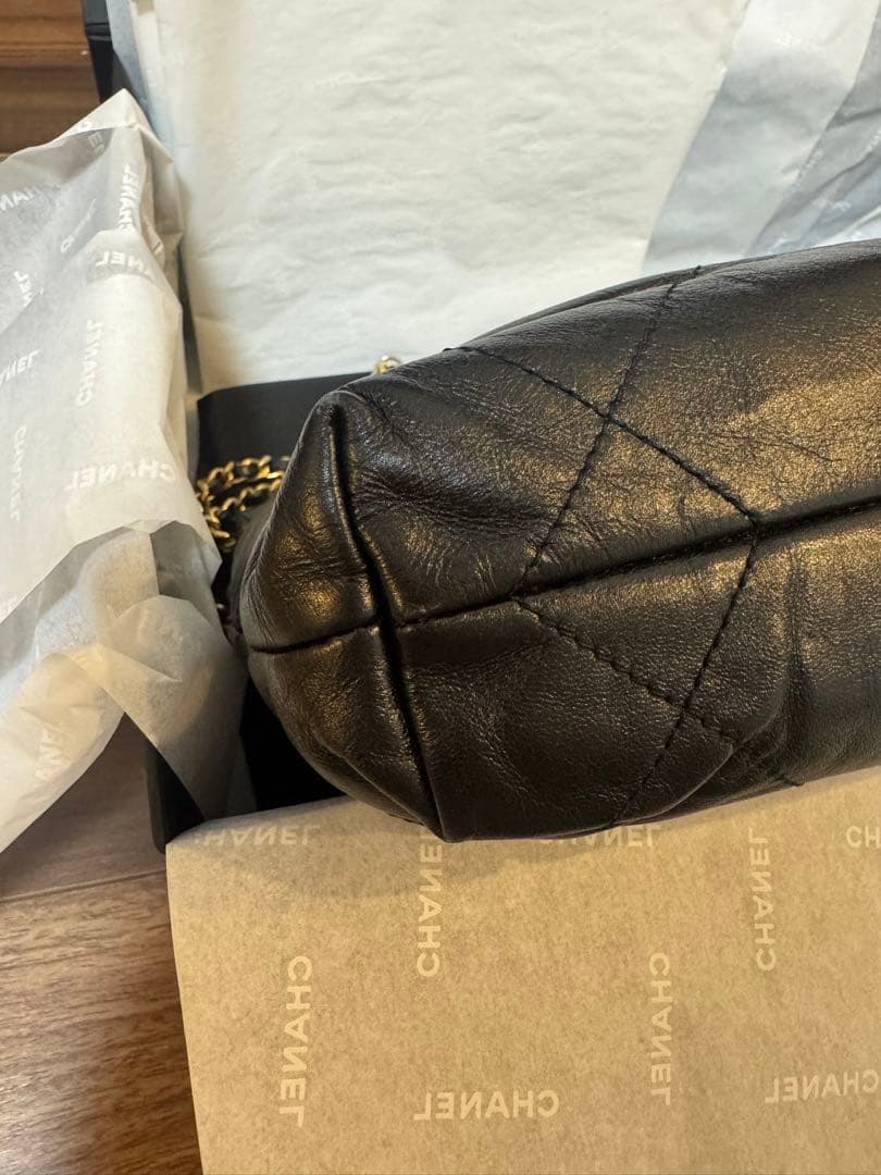 【レシート有 美品】CHANEL 22 ミニ ブラック ゴールド金具