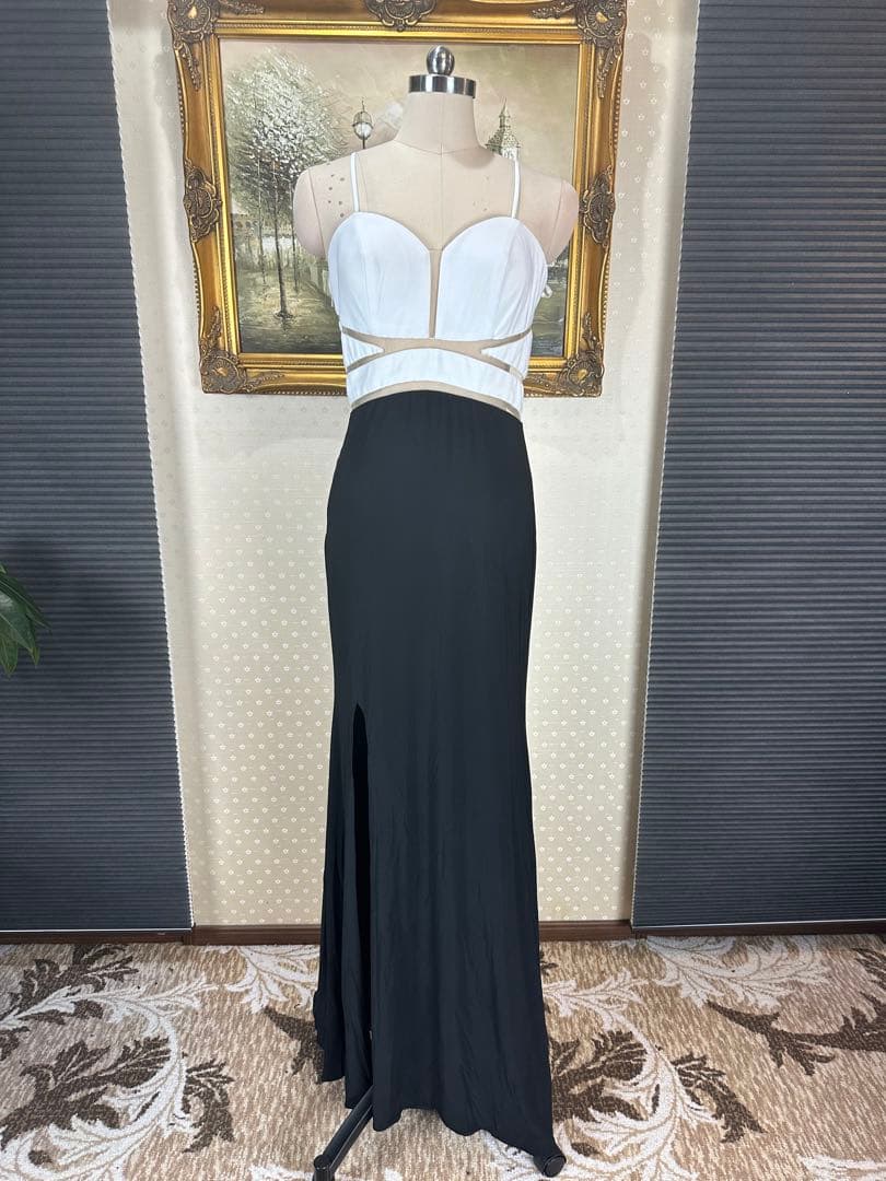 Aラインスリットロングドレスステージ誕生パーティーキャバ嬢ナイト