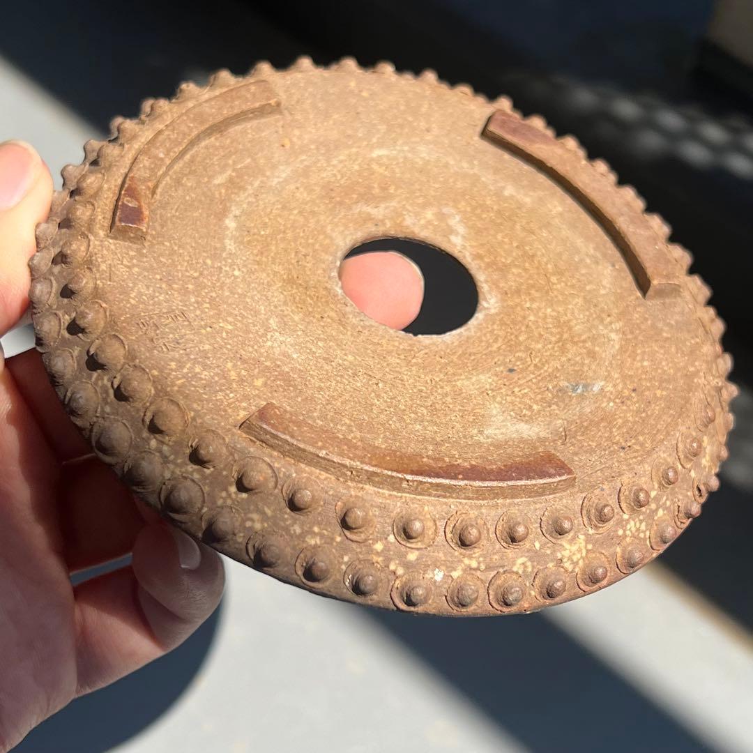 772.平安虹泉 梨皮鼓釘丸 盆栽鉢 植木鉢 12.4*1.8cm