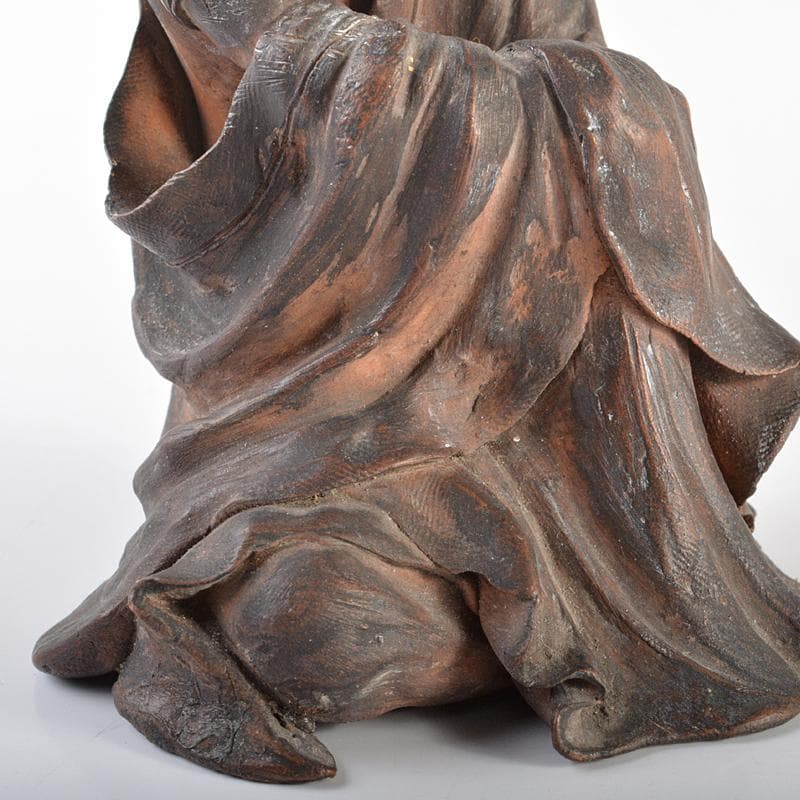 Tama5　可楽造　紫砂　朱泥　達磨像　仏像　人物像　置物　M　R6625