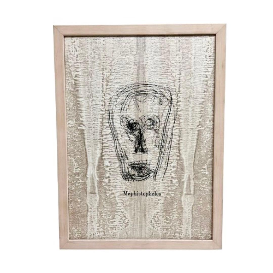 伊坂義夫1982年作品メフィストフェレス油彩キャンパスシルク仕上アートmi033