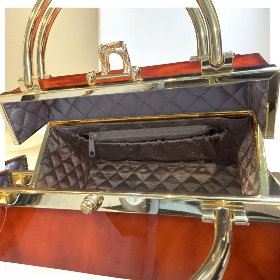 【美品】ボルサソベラナ　バニティバッグ　ハンドバッグ　Red×Gold