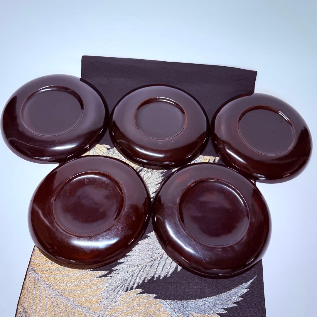 漆器輪島塗　金蒔絵金彩　沈金木製　中皿　10客　時代物