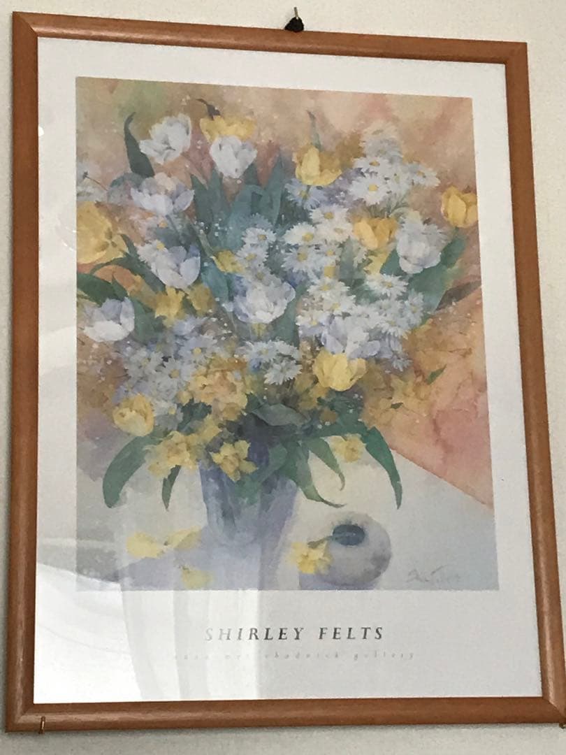 金運★SHIRLEY FELTS 水彩画 花束　大キャンパス 金運☆SHIRLEY FELTS 水彩画 花束大キャンパス