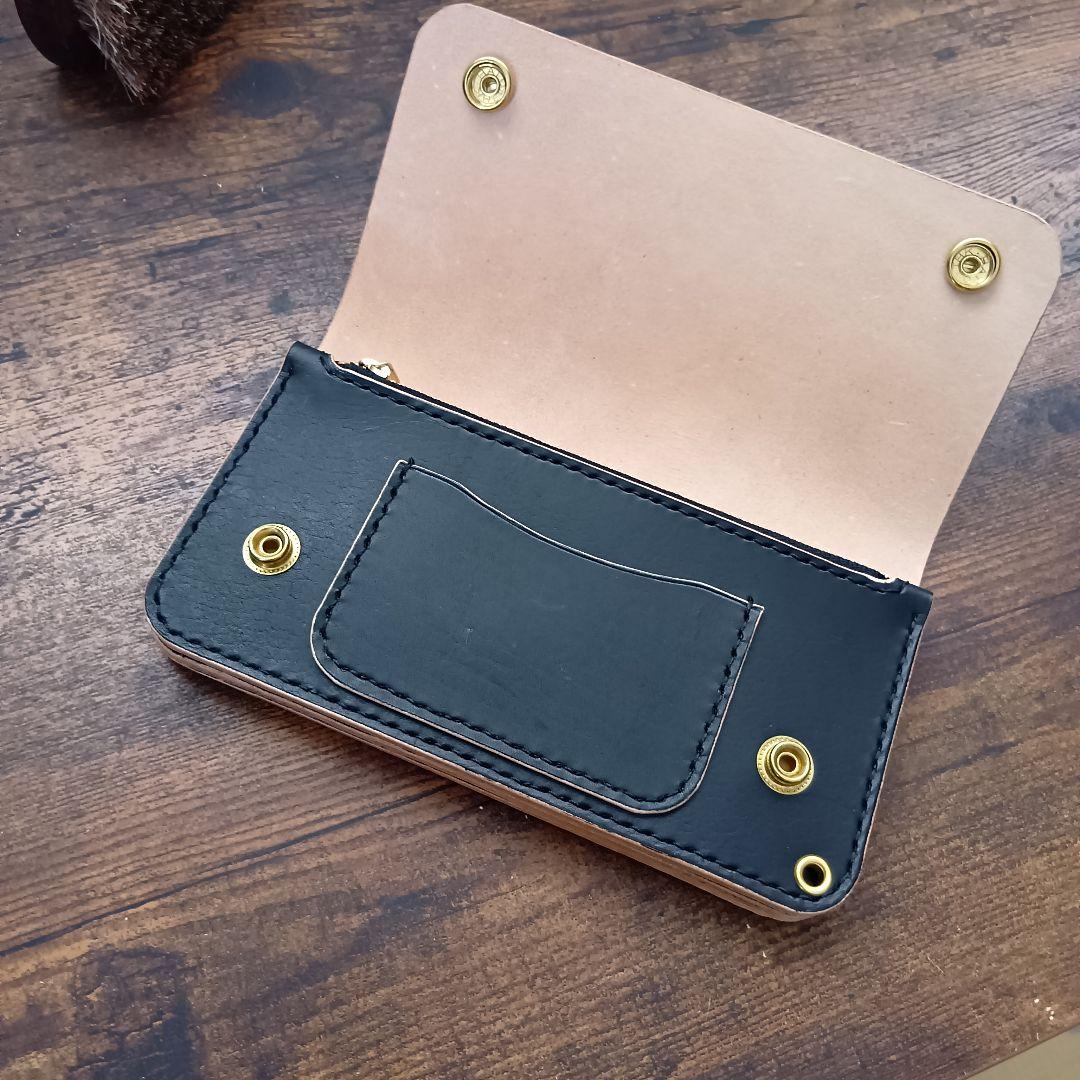 ★丘染め　ブラック★ロングトラッカーウォレット