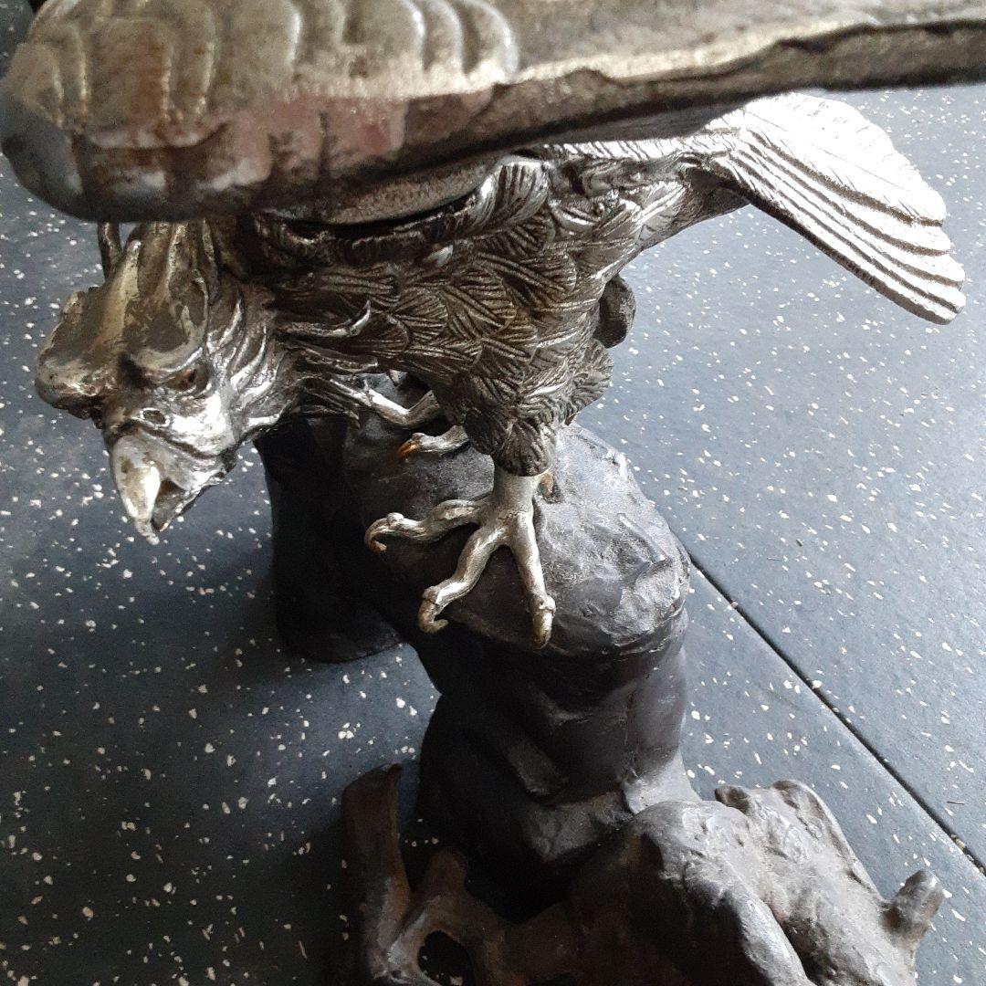 希少珍品 大きな鷲の銅製品置物 金シルバー