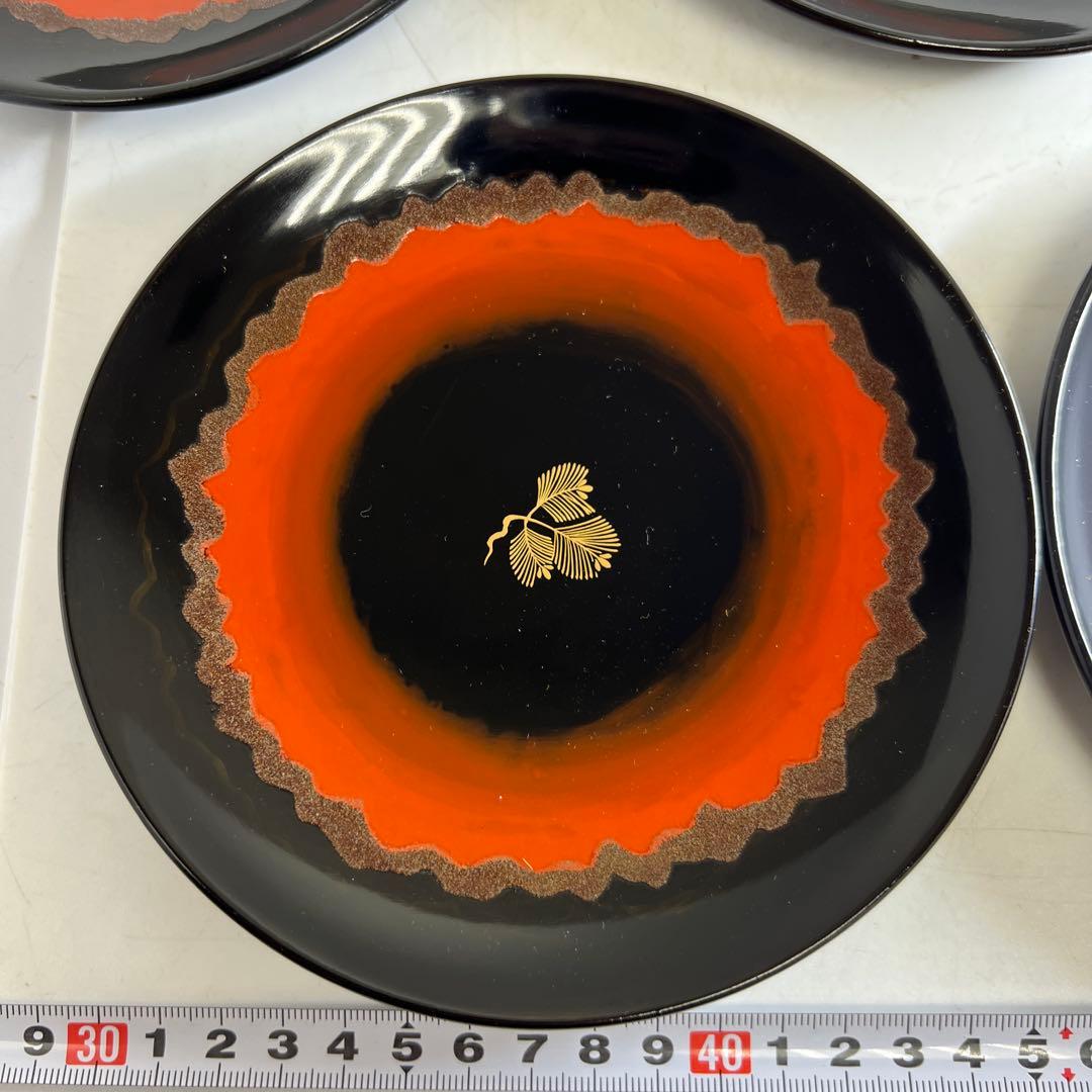 服部峻昇　蒔絵銘々皿5客　共箱　直径15.9㎝　東Y7-1002①