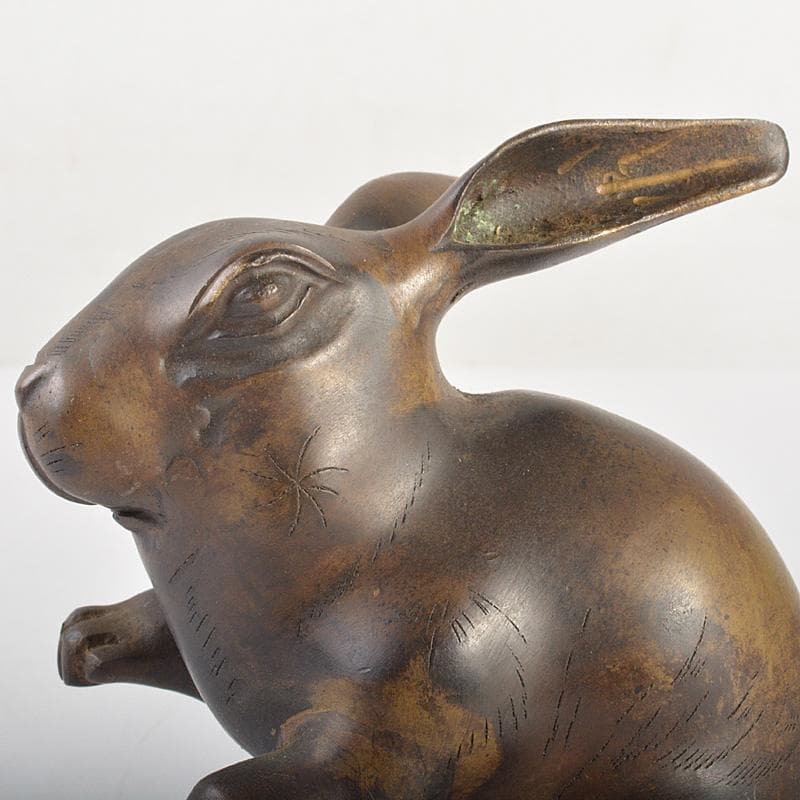 ブロンズ像 古銅 うさぎ 兎 一對 置物 重さ合計約2076g D R7486 - メルカリ