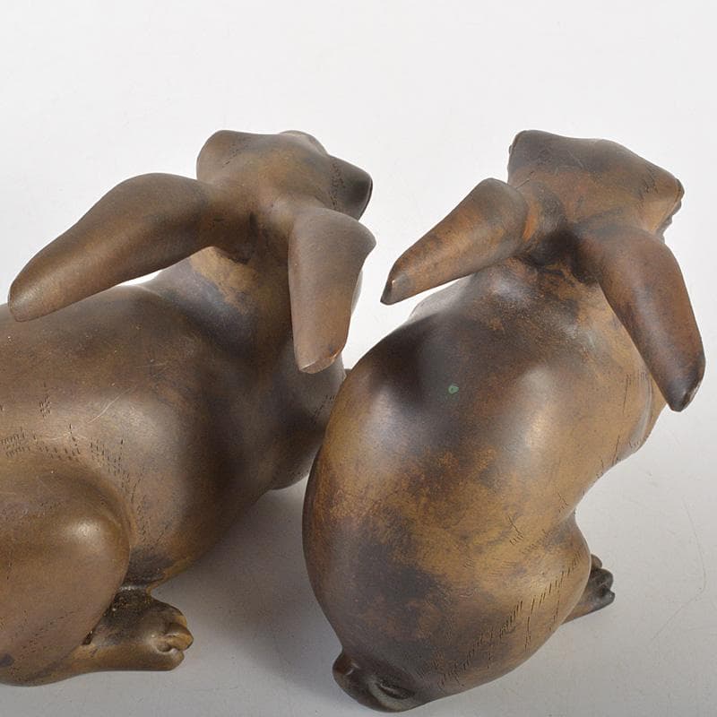 ブロンズ像 古銅 うさぎ 兎 一對 置物 重さ合計約2076g D R7486 - メルカリ