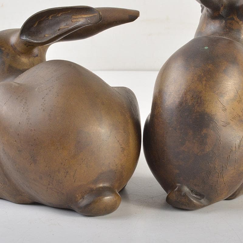 ブロンズ像 古銅 うさぎ 兎 一對 置物 重さ合計約2076g D R7486 - メルカリ