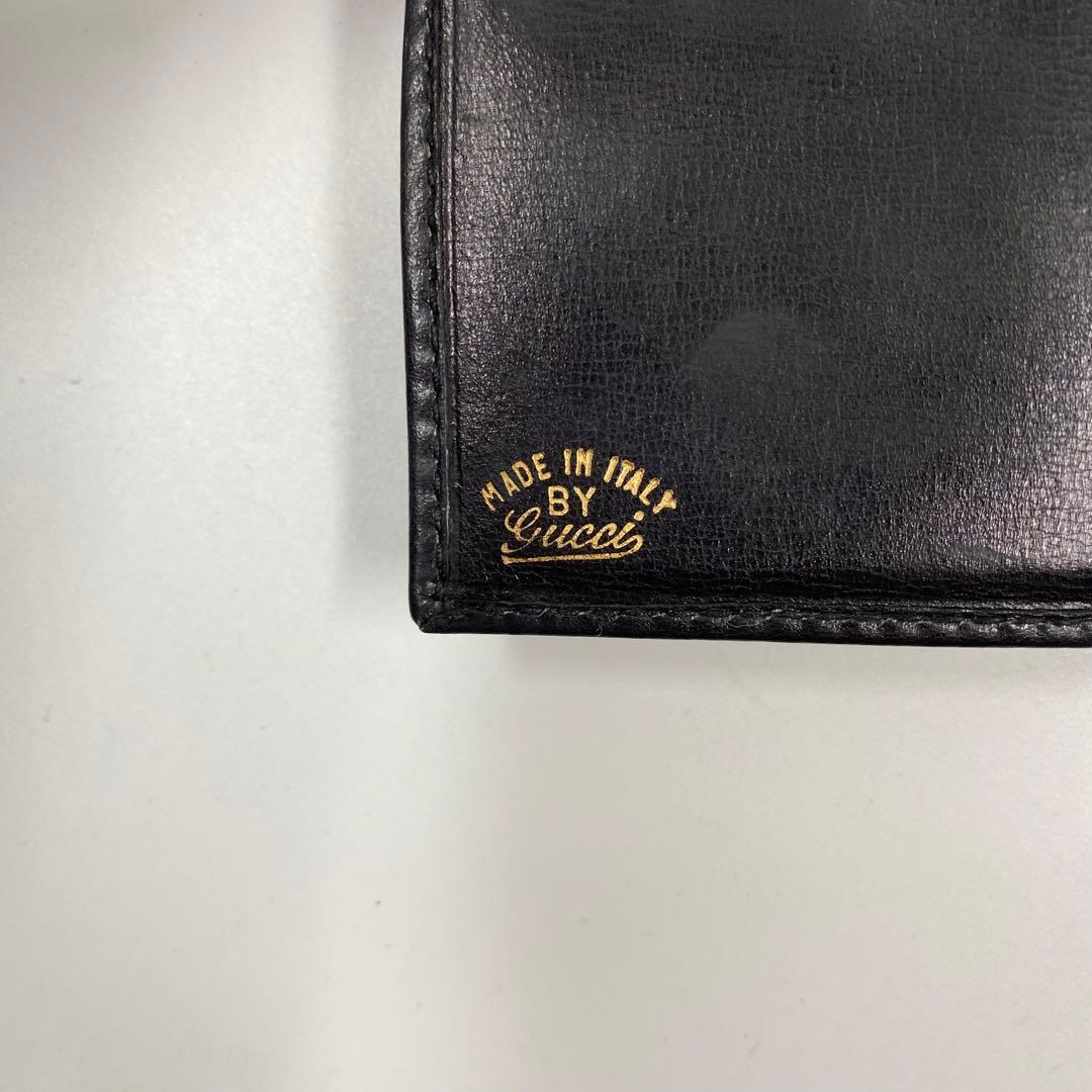 グッチ 二つ折り財布 インターロッキング シェリーライン 黒 ゴールド