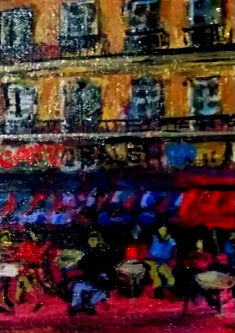 カフェパリ」菊地正則 絵画 油絵 油彩画 F3 キャンバス額付き インテリア