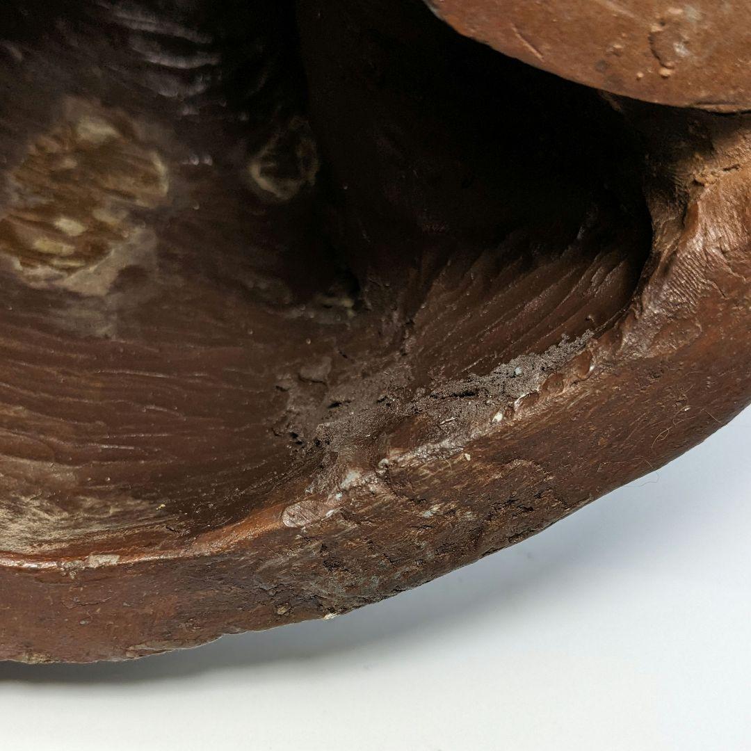 藤原陶臣 備前焼 申置物 猿 サル 縁起物 細工物 太鼓 工芸品 在銘