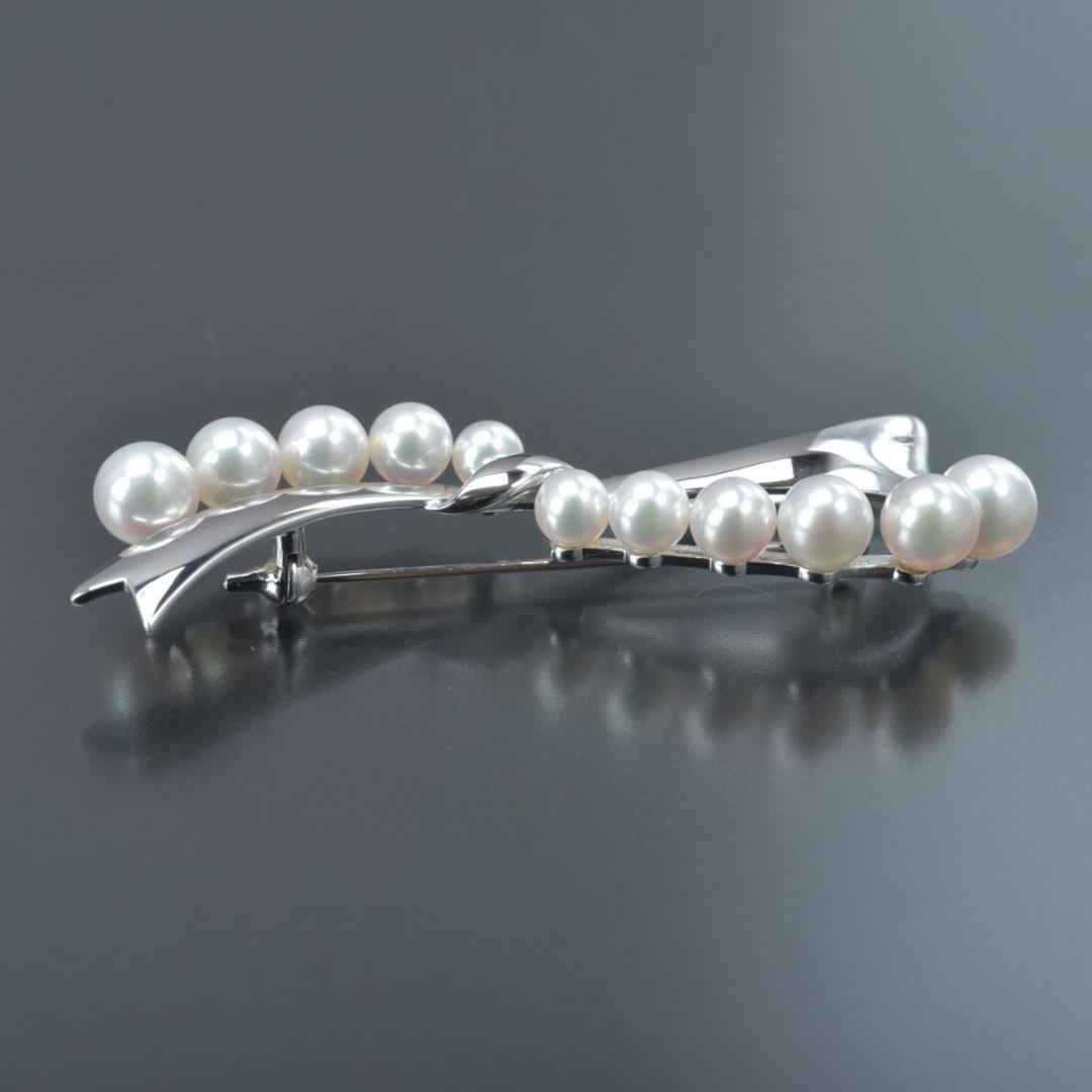 美品 ミキモト アコヤ真珠 ブローチ シルバー S刻印パール約6.4～4.5mm