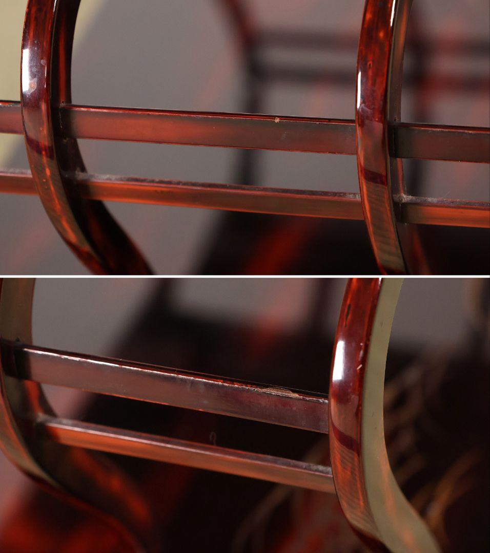 時代 漆芸 鶴図 金銀蒔絵 曙塗 八足 二段卓 木製 花台 銀露【MA661】