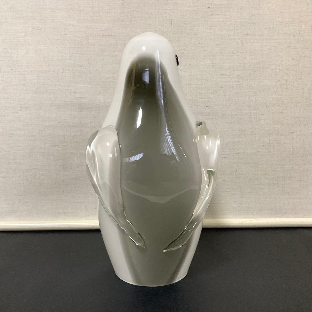 岩津ガラス ペンギン 置物 オブジェ ランプシェード スタンド 工芸品
