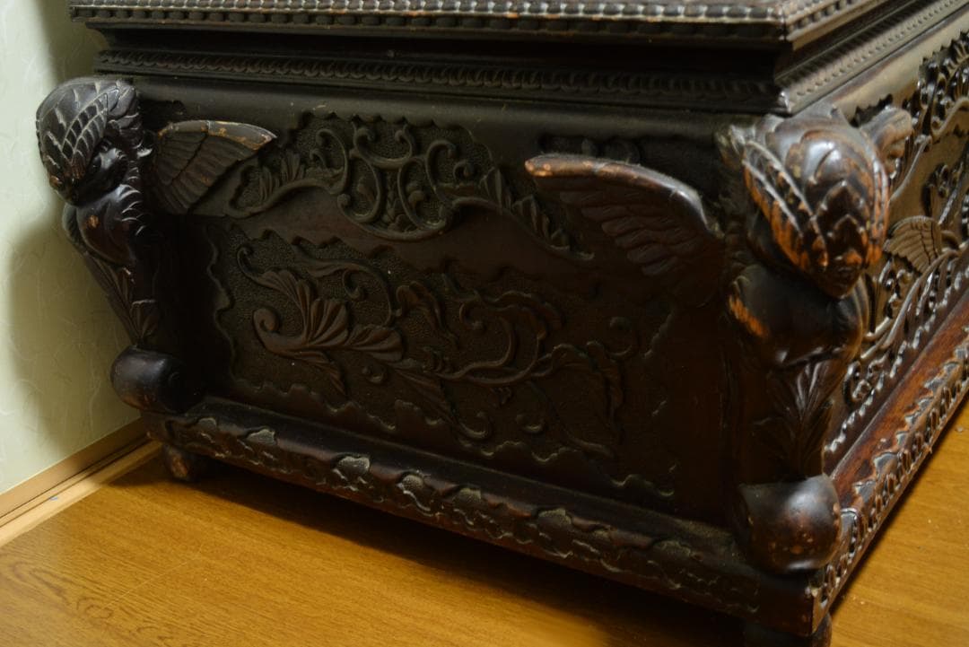 18-19世紀 希少 唐木 龍鳳凰彫刻 中国 長椅子 高級家具 アンティーク