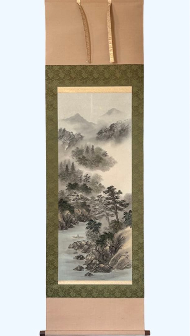 「渓山流水」　松本秋峰 掛け軸 掛軸 共箱あり 山水図　二重箱　100 渓山流水」 松本秋峰 掛け軸 掛軸 共箱あり 山水図 二重箱 100 - メルカリ