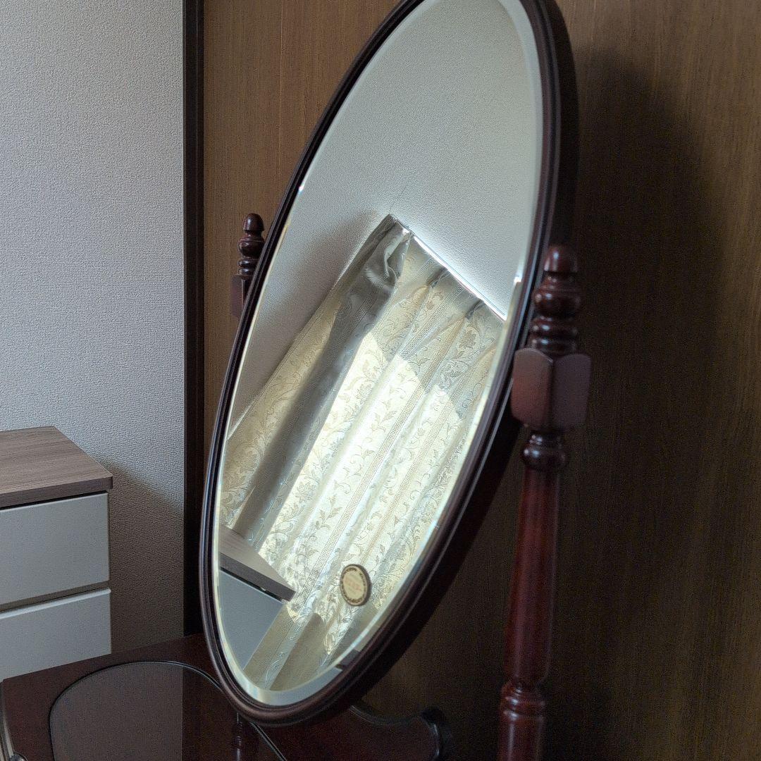 ダークブラウン ドレッサー・ミエミラー最高級銅引鏡 鏡台 美品 椅子別売り