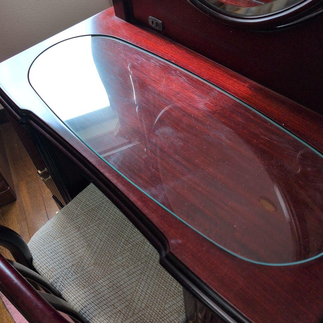 ダークブラウン ドレッサー・ミエミラー最高級銅引鏡 鏡台 美品 椅子別売り