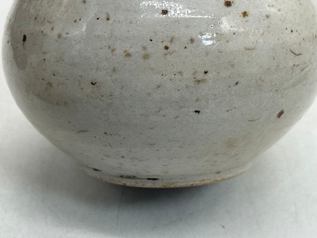 李朝 白磁に呉須紋 徳利形瓶② 高さ約14.4cmアンティーク送料込み0107