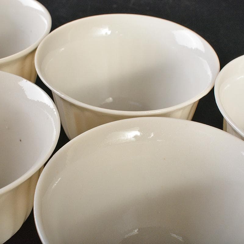 煎茶道具 徳化窯 白磁 線文 煎茶碗 五客 時代箱付 M