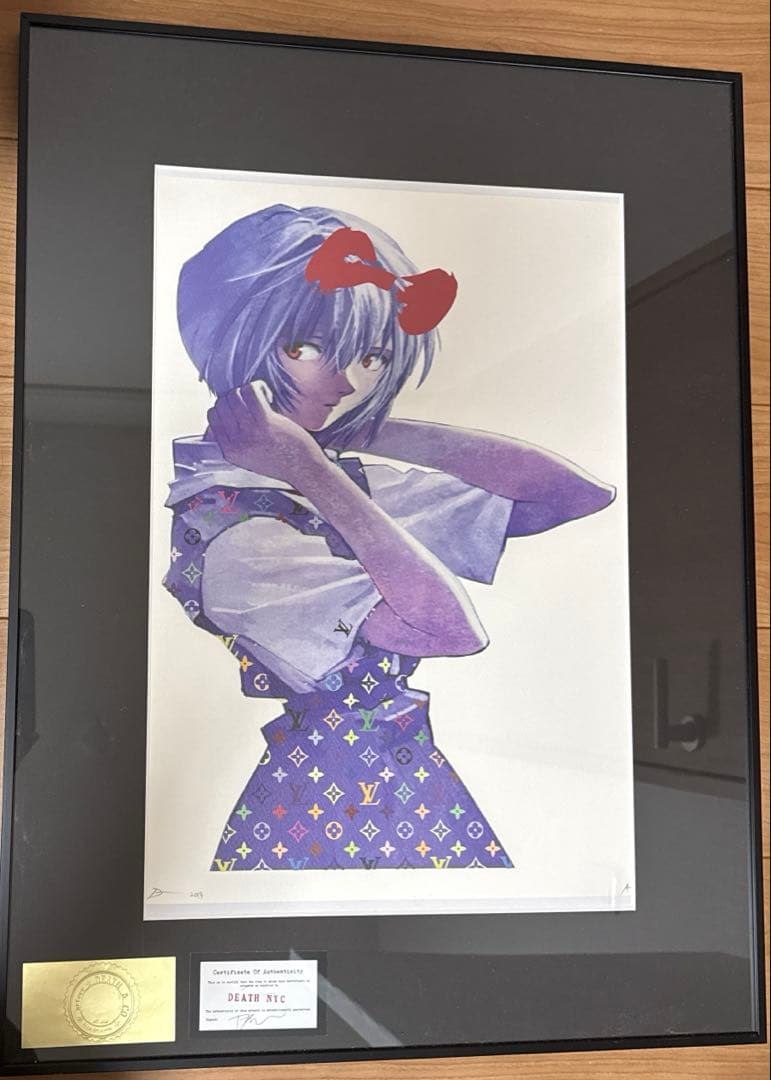 中古額装済 DEATH NYC シルクスクリーン エヴァンゲリオン 綾波レイ